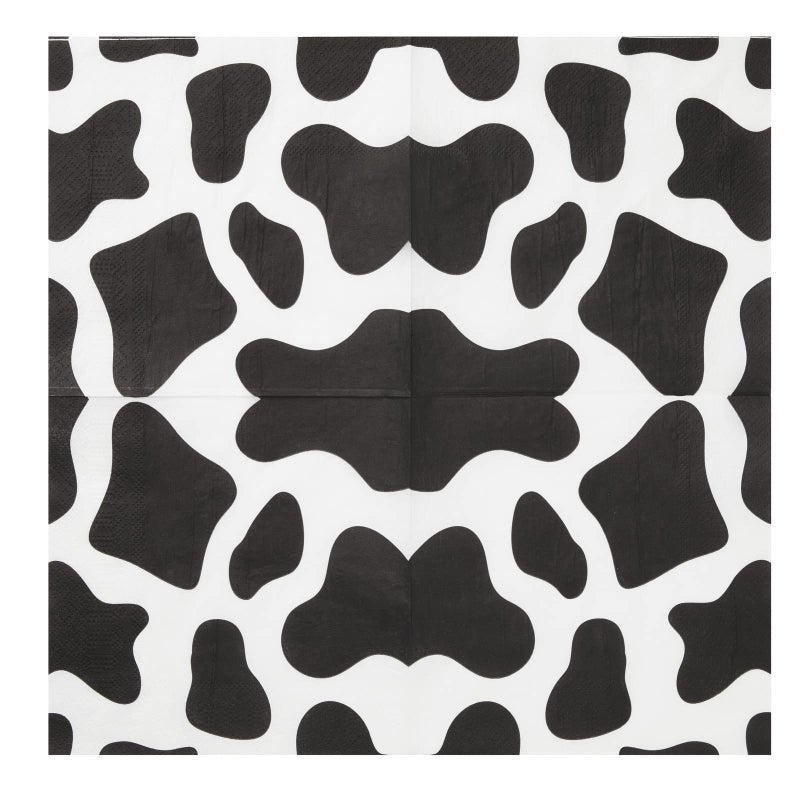Blue Panda 100 Pack Cow Print Napkins for Farm Animal Birthday Party Supplies (2-Ply, 6.5 x 6.5 In) - Image 4